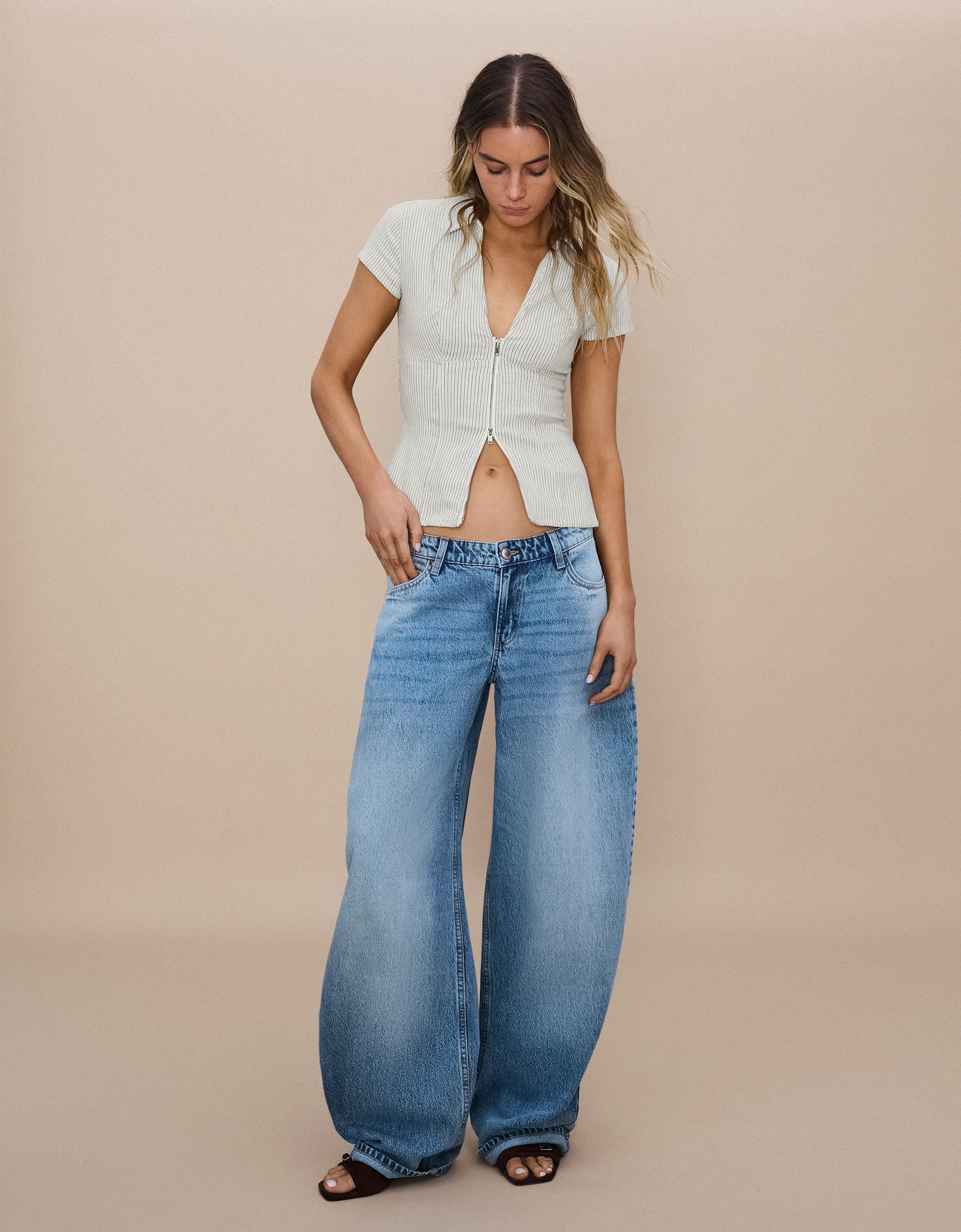 Short sleeve zip shirt — Cream