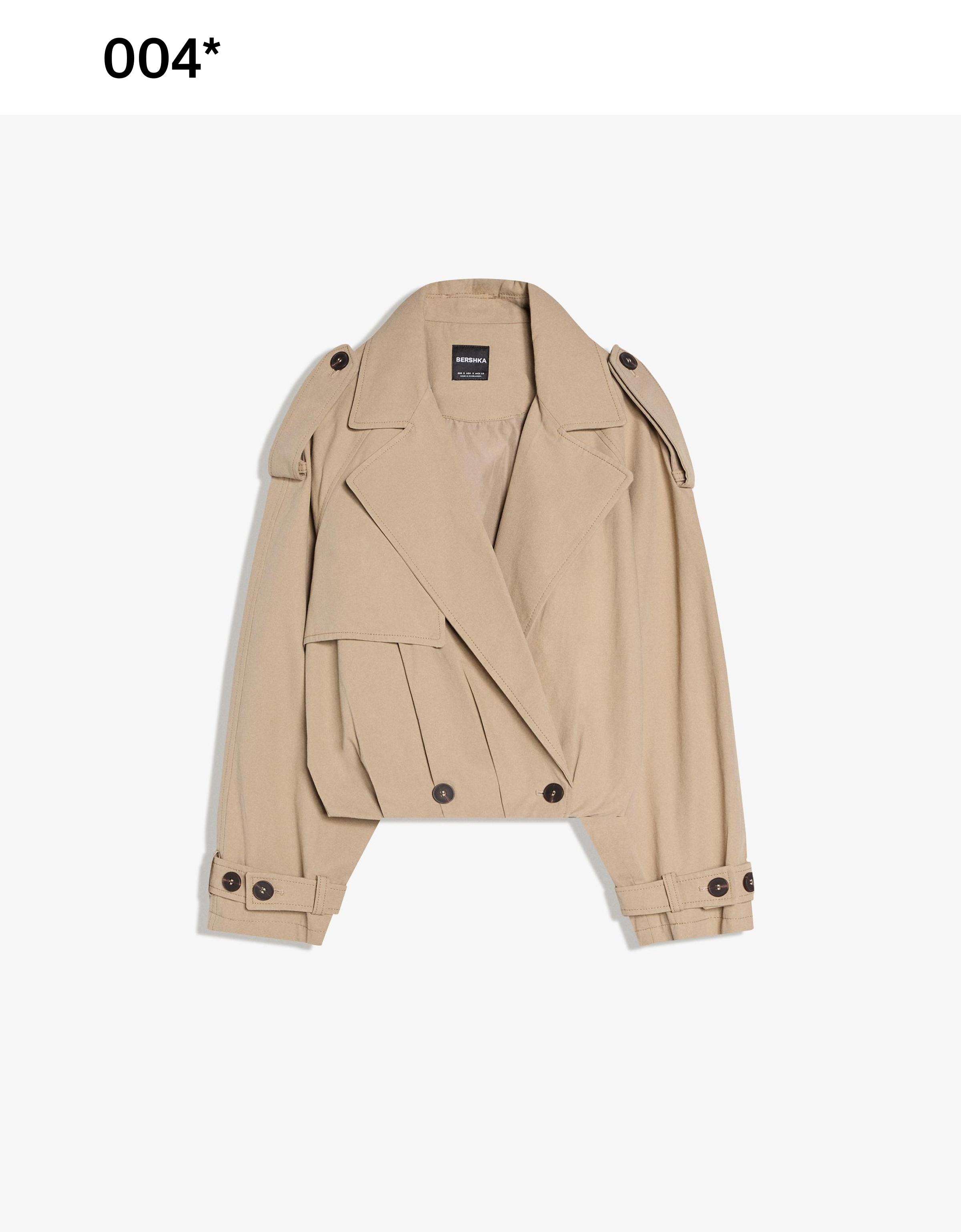 Balloon effect cropped trench coat — Camel