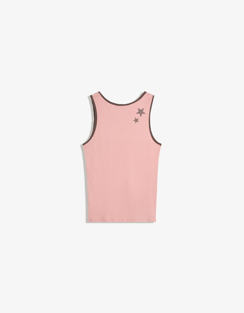 Von Dutch print vest top with ribbed straps-Pink