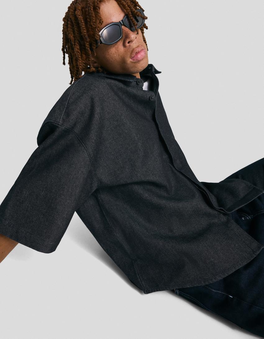 Camisa manga corta boxy-Marino