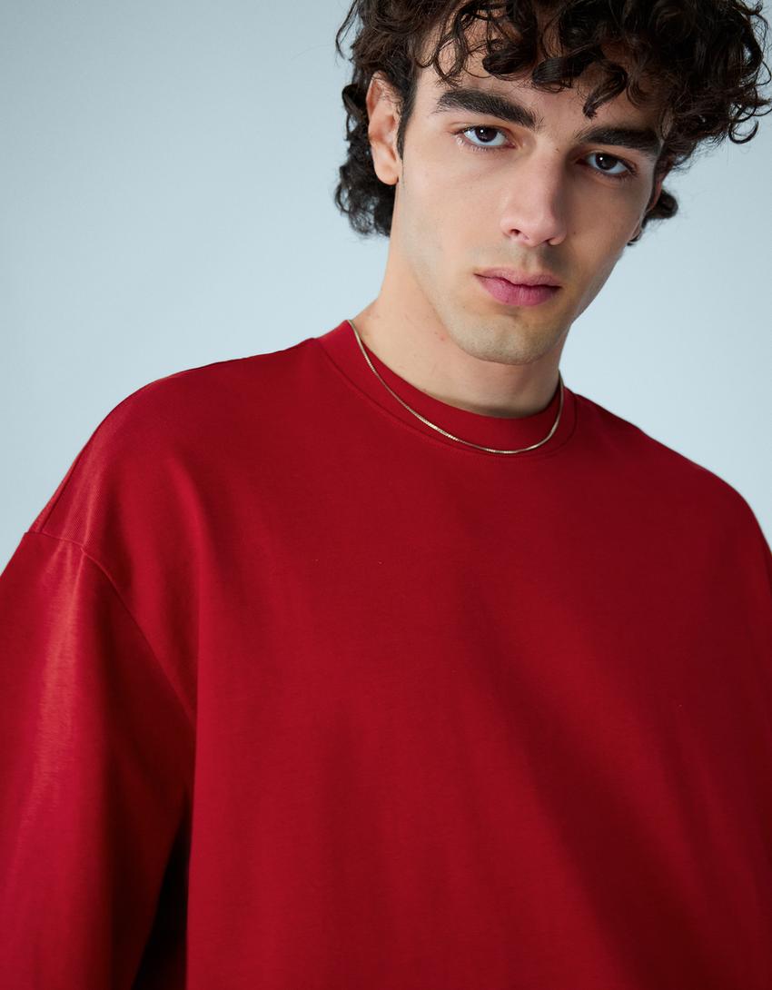 Boxy short sleeve T-shirt-Coral