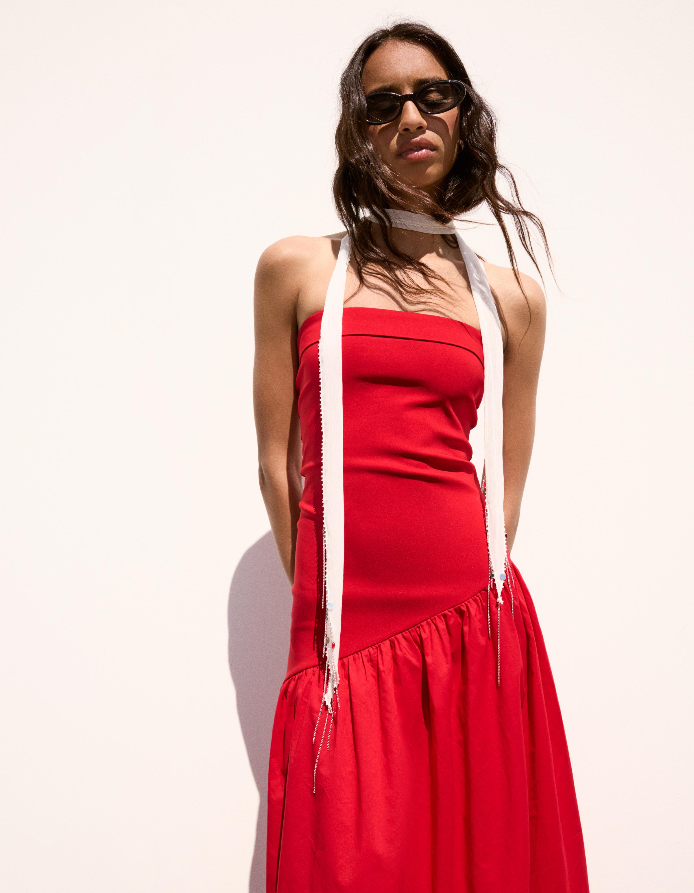 Bandeau midi dress — Red