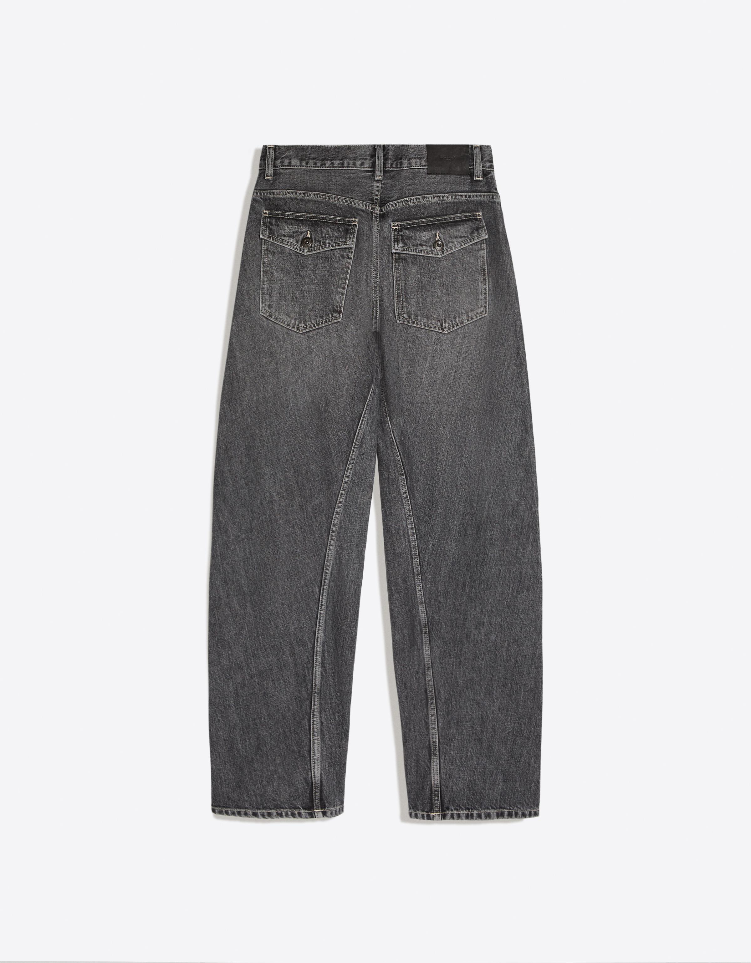 Low-rise barrel jeans — Dark grey