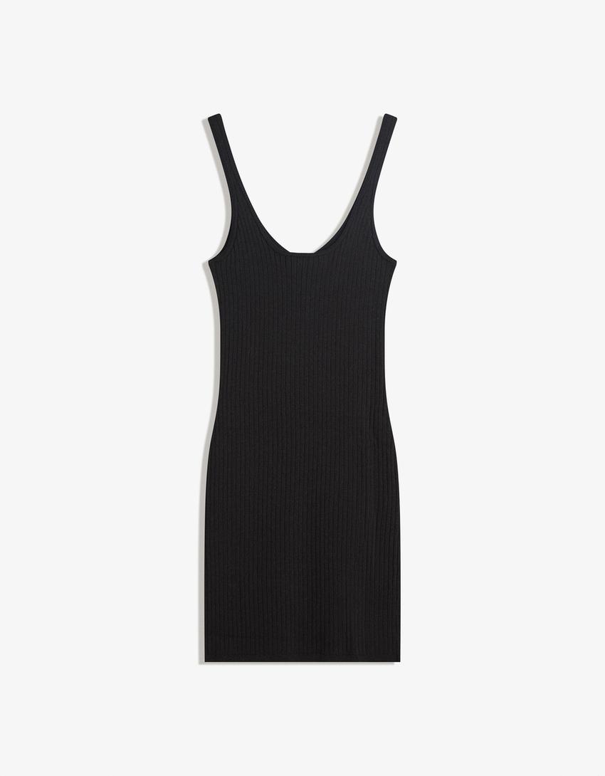 Vestido mini de alças com laço-Preto-3