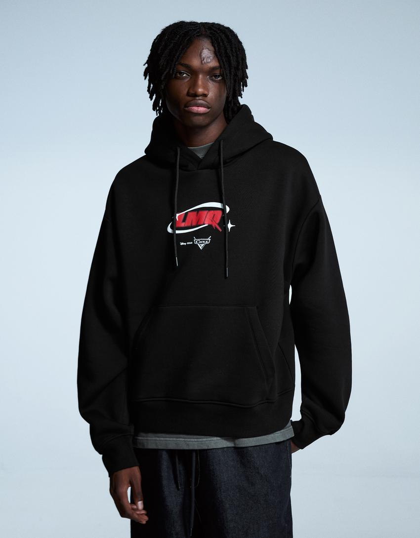 Sweatshirt Cars capuz estampado-Preto