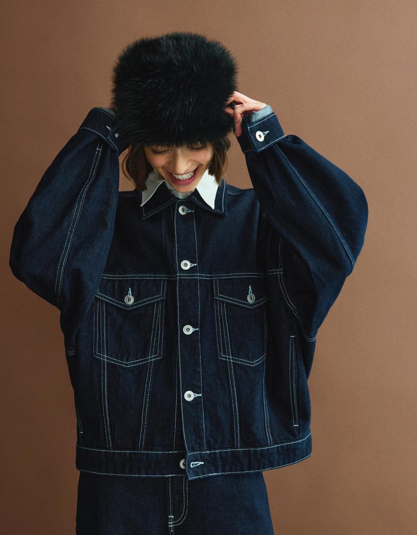 Faux fur hat-Black