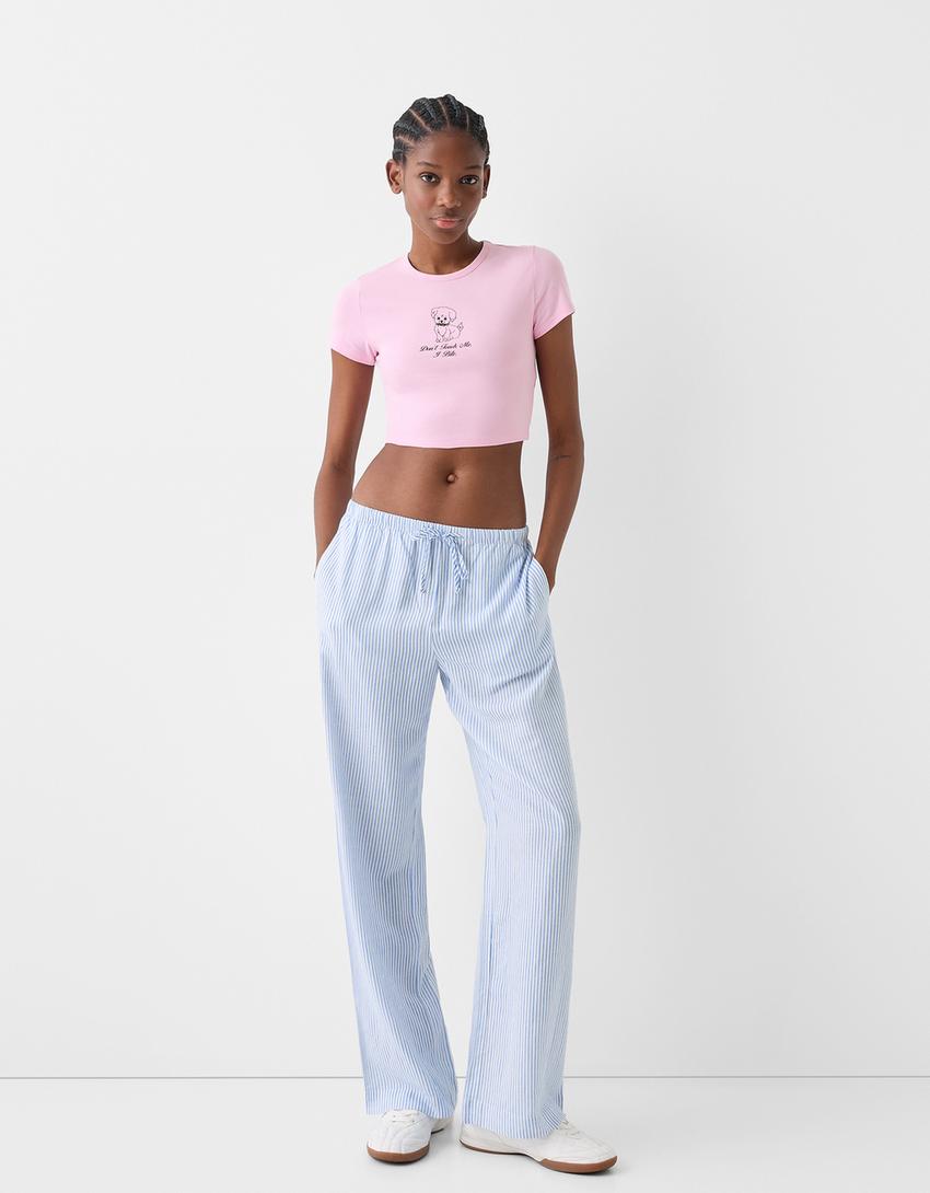 Short sleeve T-shirt with print-Pink-3