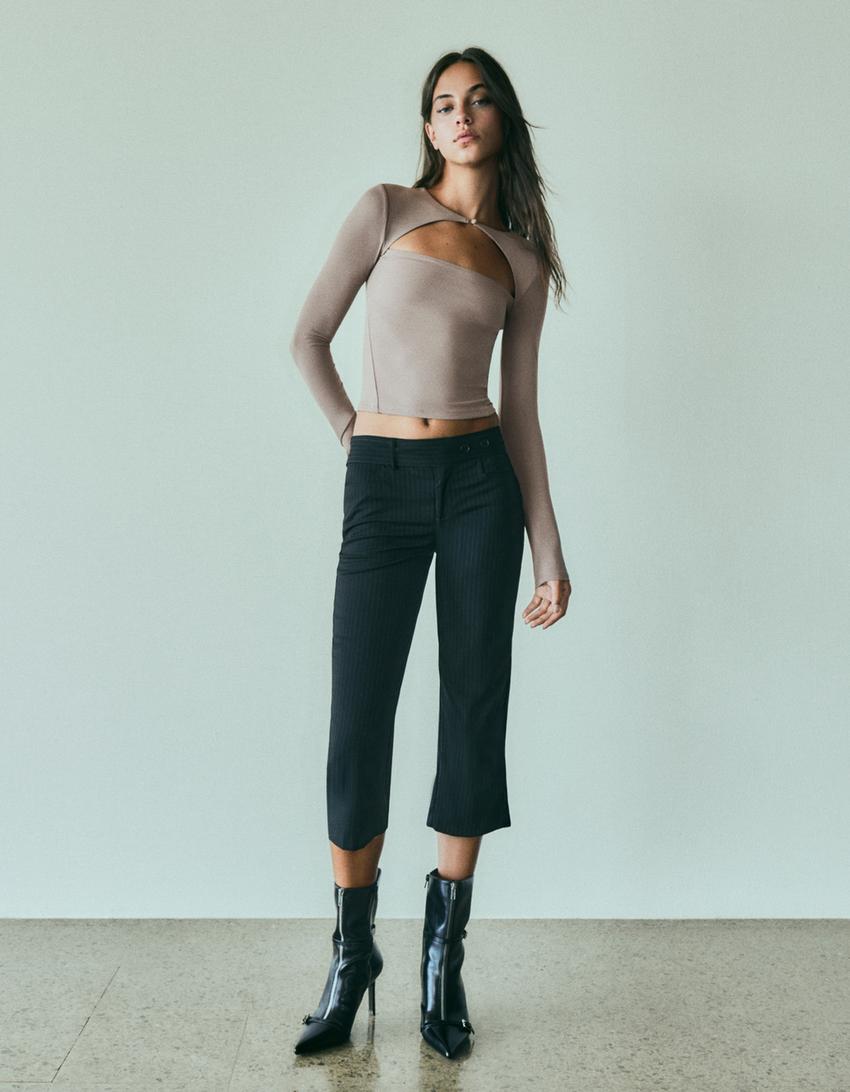 Polyamide cut out T-shirt-Sand