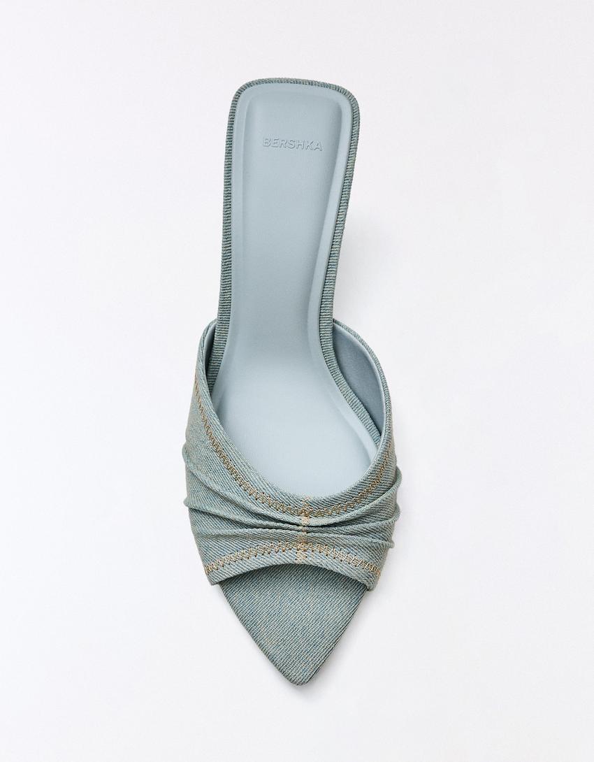 Ruched mule heels-Washed out blue