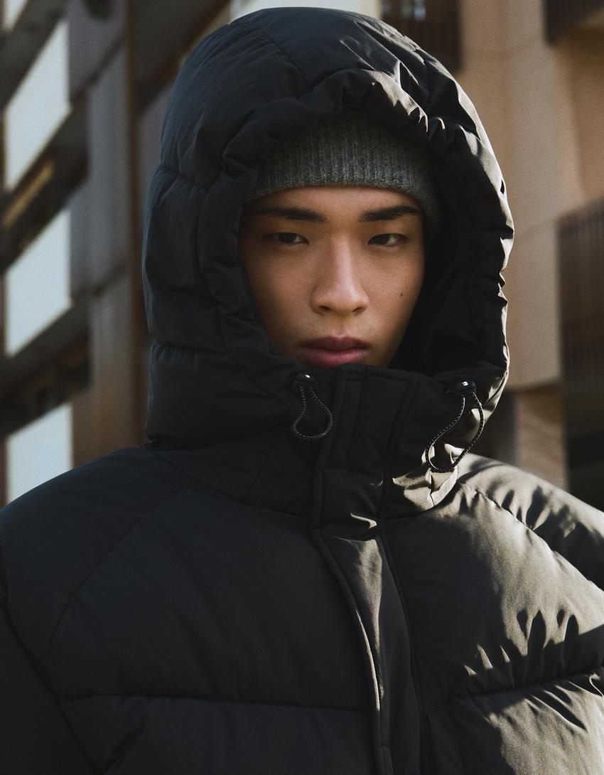 Abrigo longo puffy-Negro