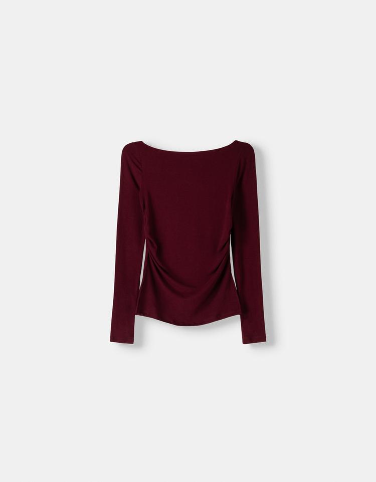 Long sleeve T-shirt with gathered detail