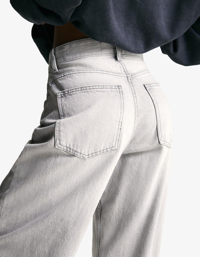 Jeansy wide leg barrel-Szary-2