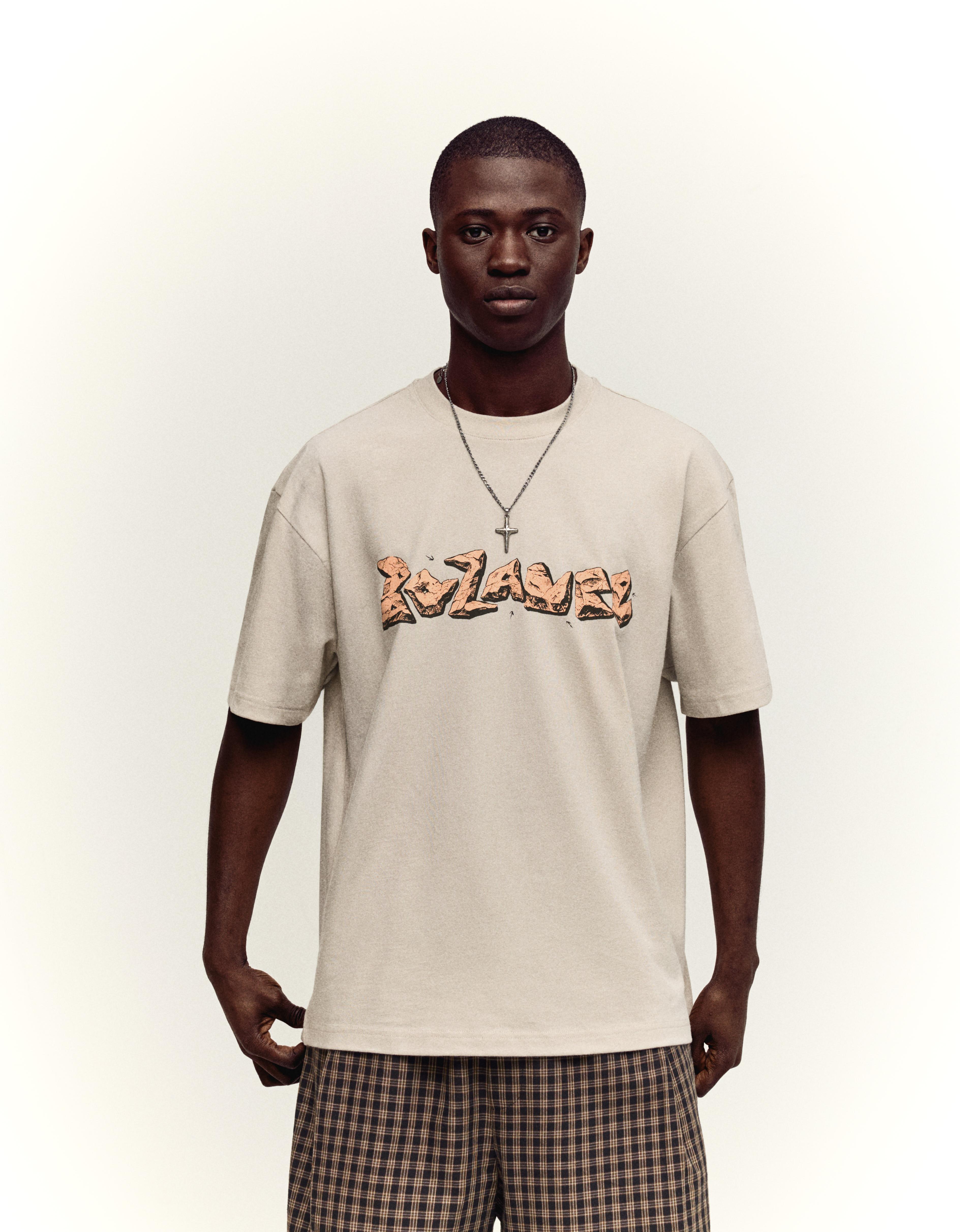 T-Shirt Manches Courtes Boxy Fit Imprimé L Camel