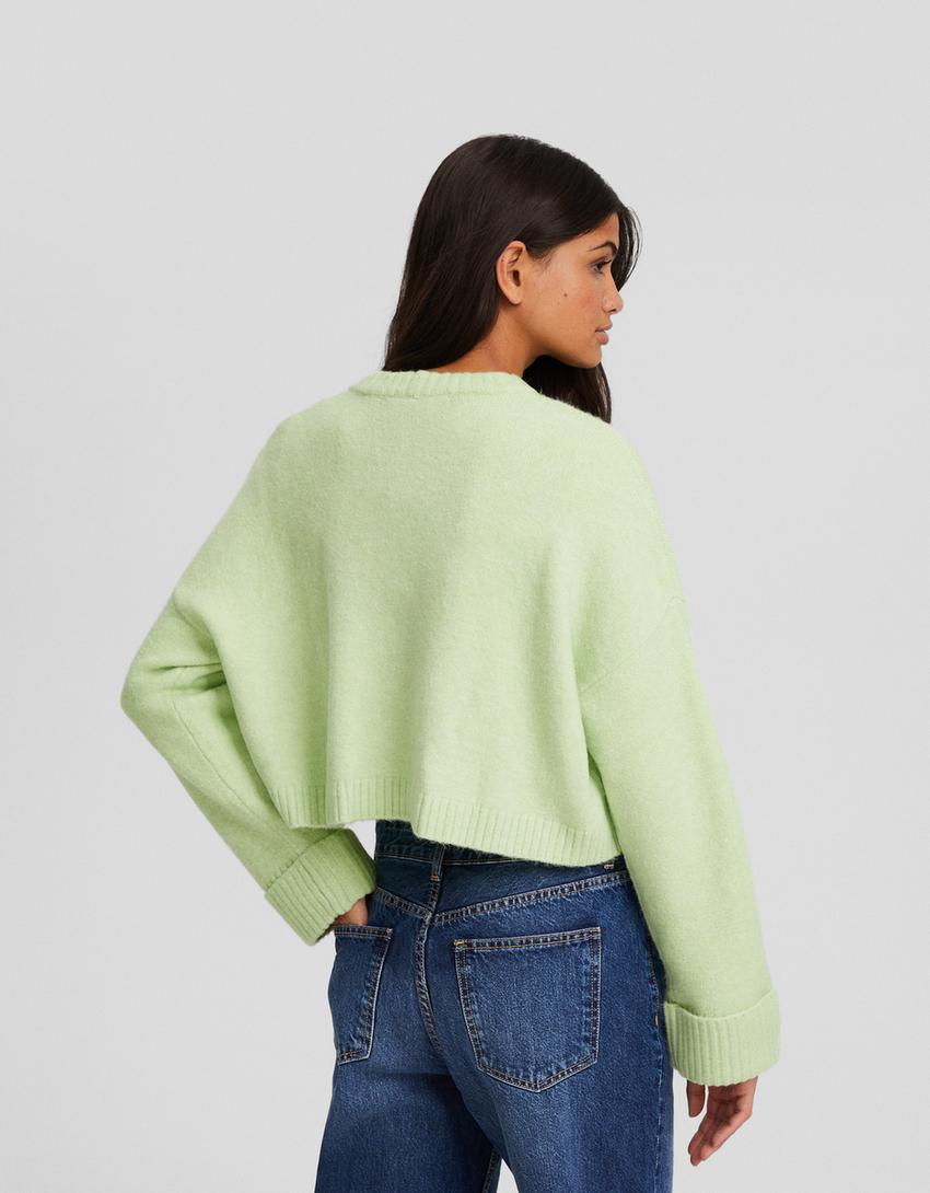 Pull court col rond-Vert-1