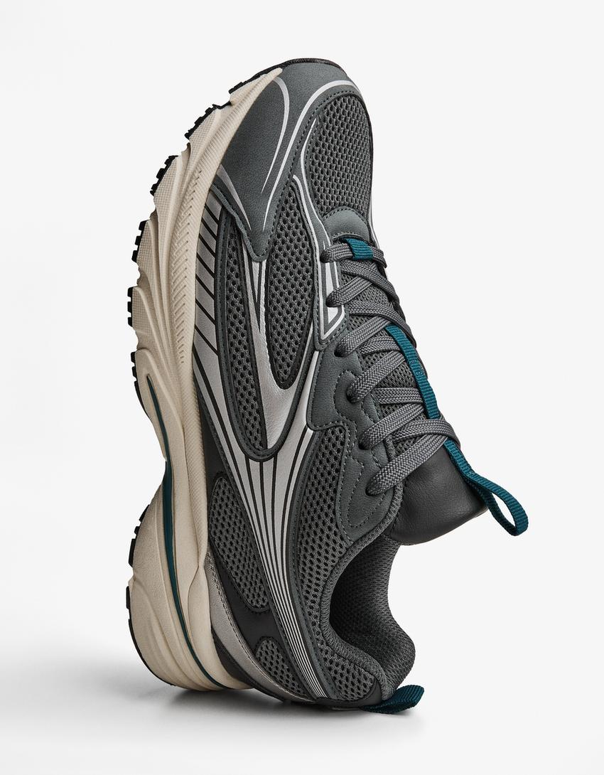 Sneakers met gecombineerde vlakken-Blauw