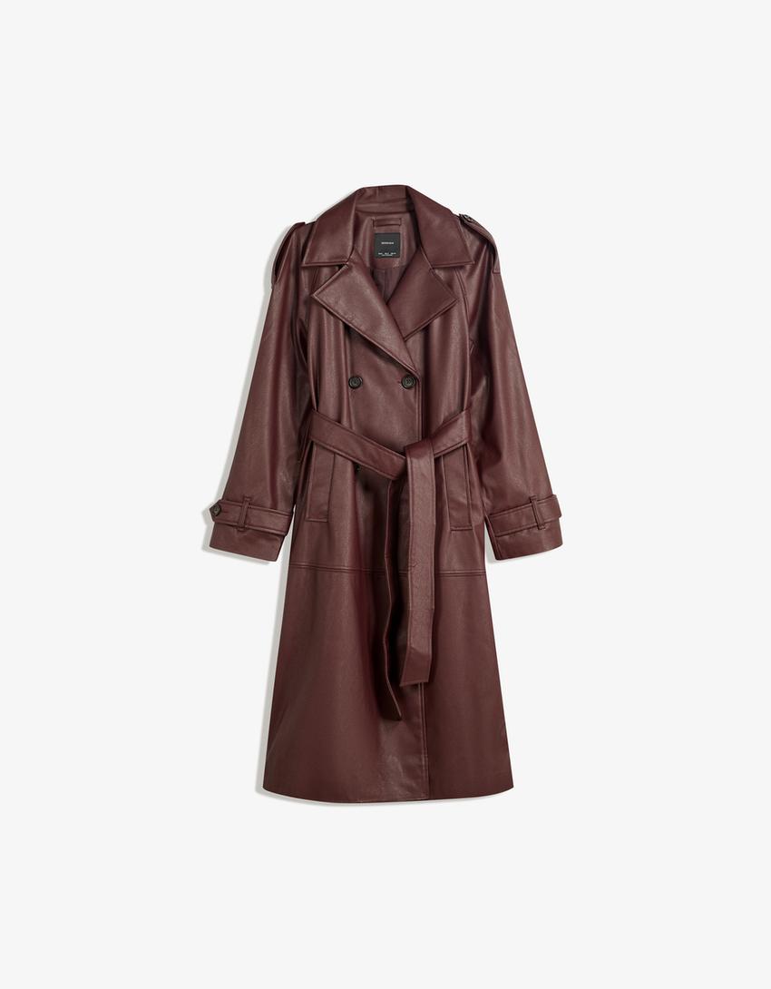 Trenchcoat van imitatieleer-Granaat