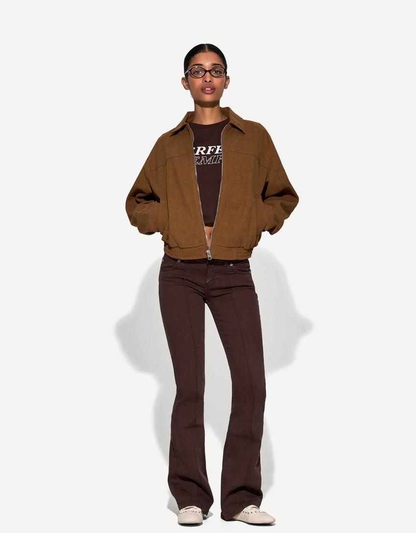 Low-rise boot-cut jeans-Brown-2
