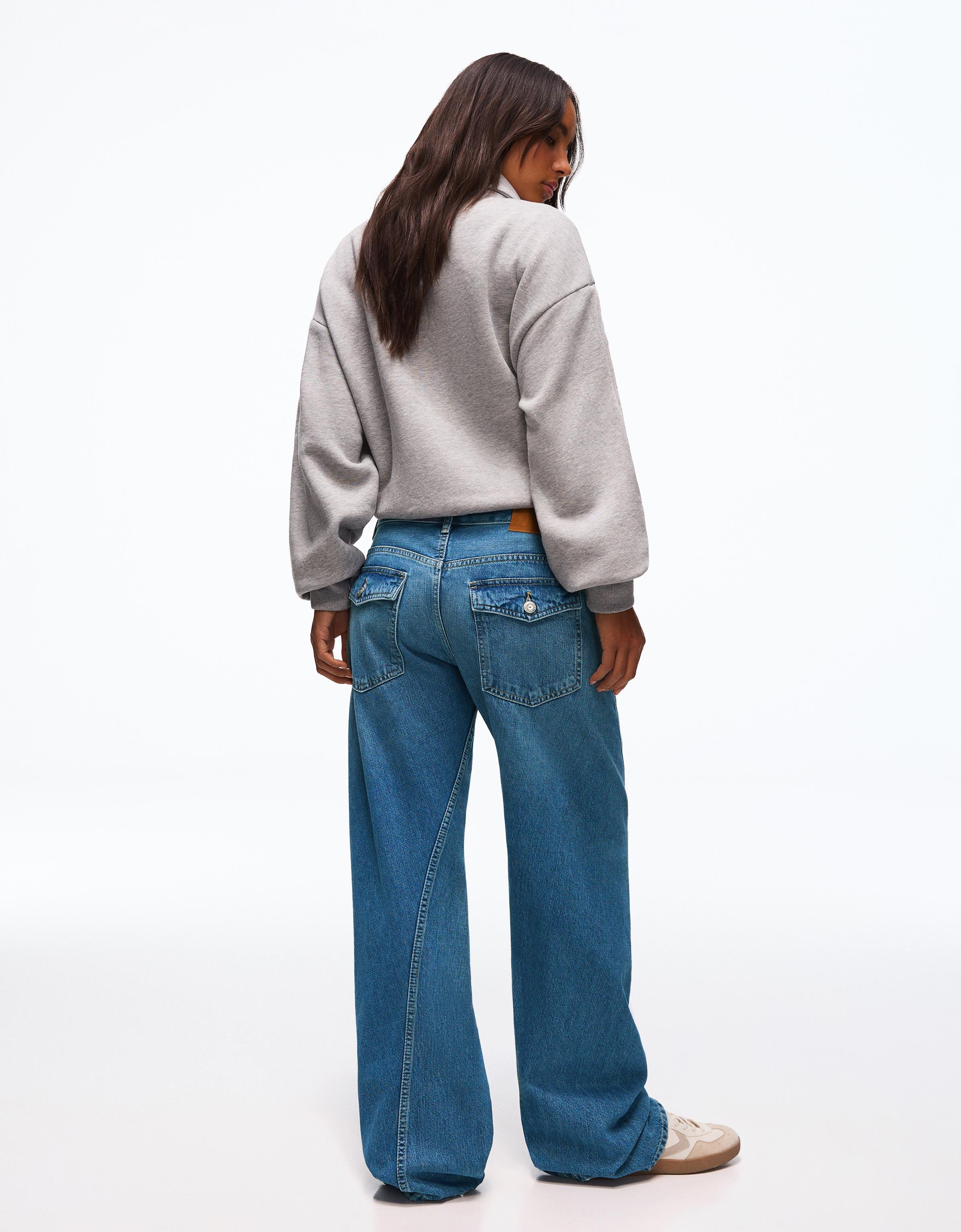 Low-rise barrel jeans — Light blue