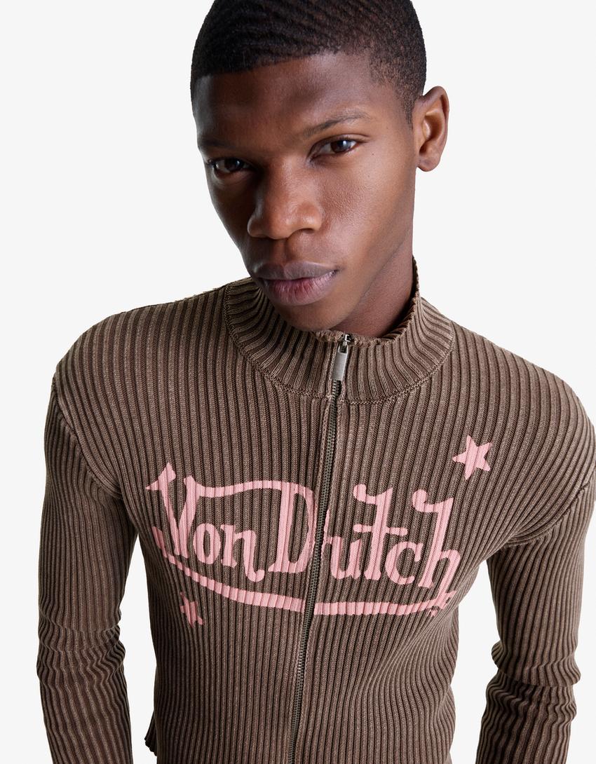 Veste Von Dutch imprimée à fermeture éclair-Marron-2