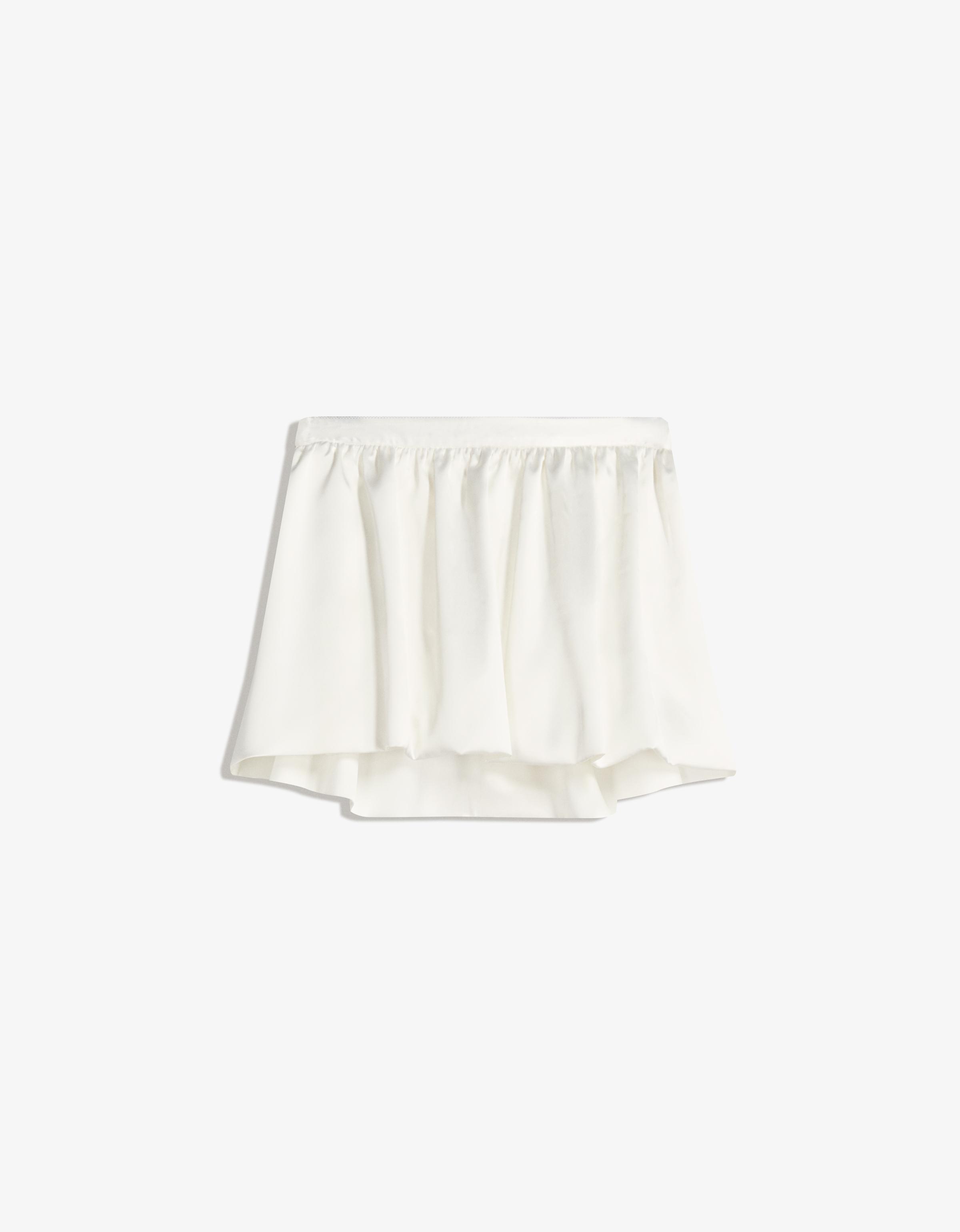 Bershka Minirock Aus Satin Mit Rüschen Damen L Rohweiß