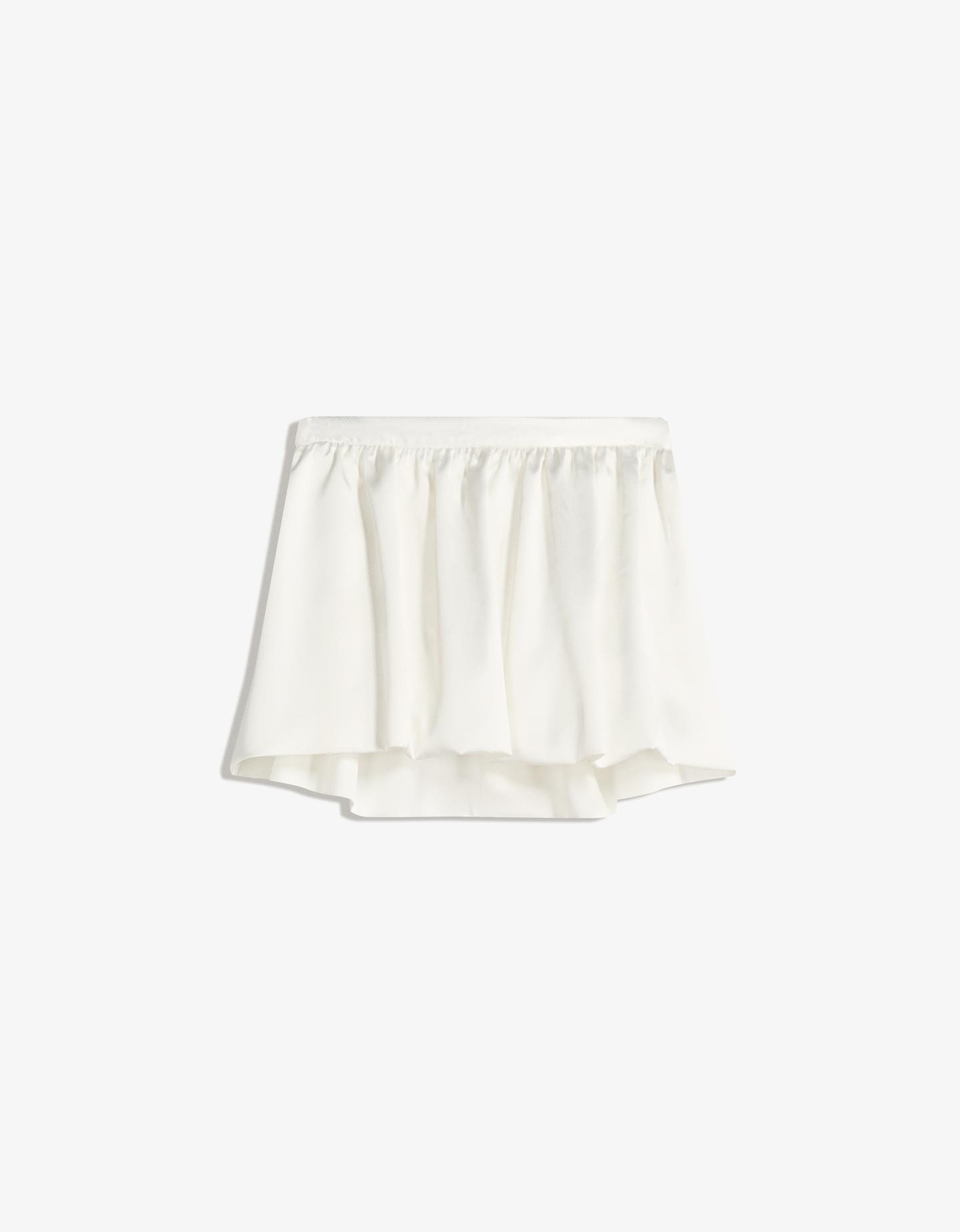 Bershka satynowa spódnica mini z falbankami kremowy
