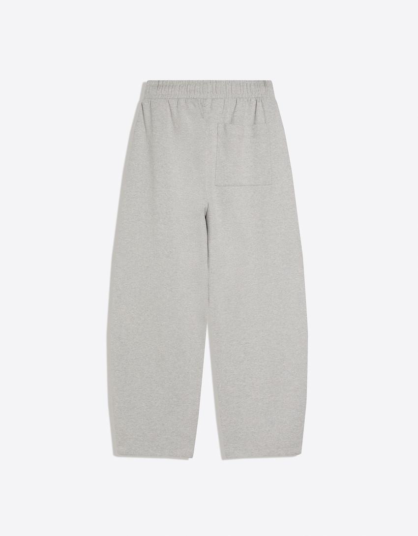 Pantalon balloon fit interlock-Gris