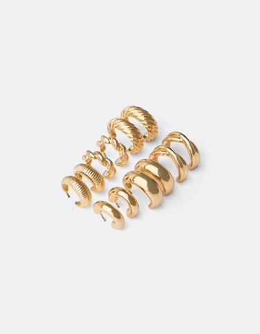 Pack of 6 hoop earrings — Gold 5