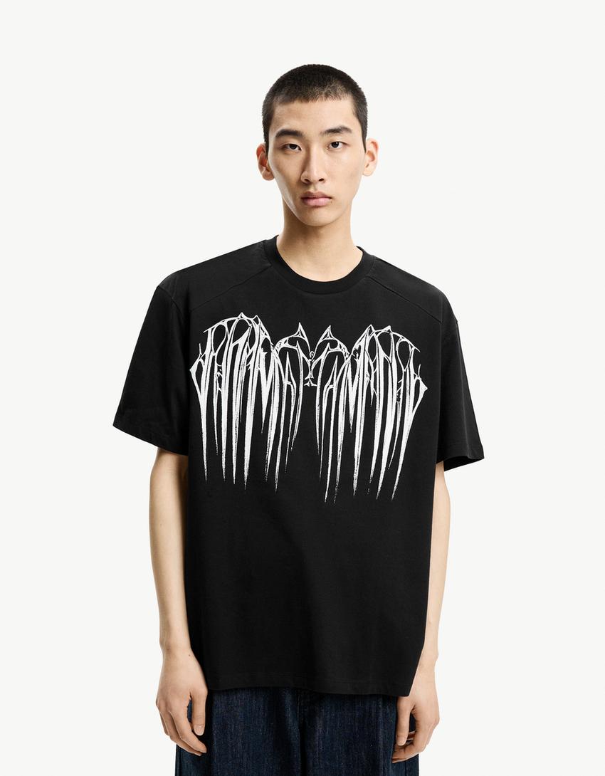 Camiseta manga corta print-Negro-0