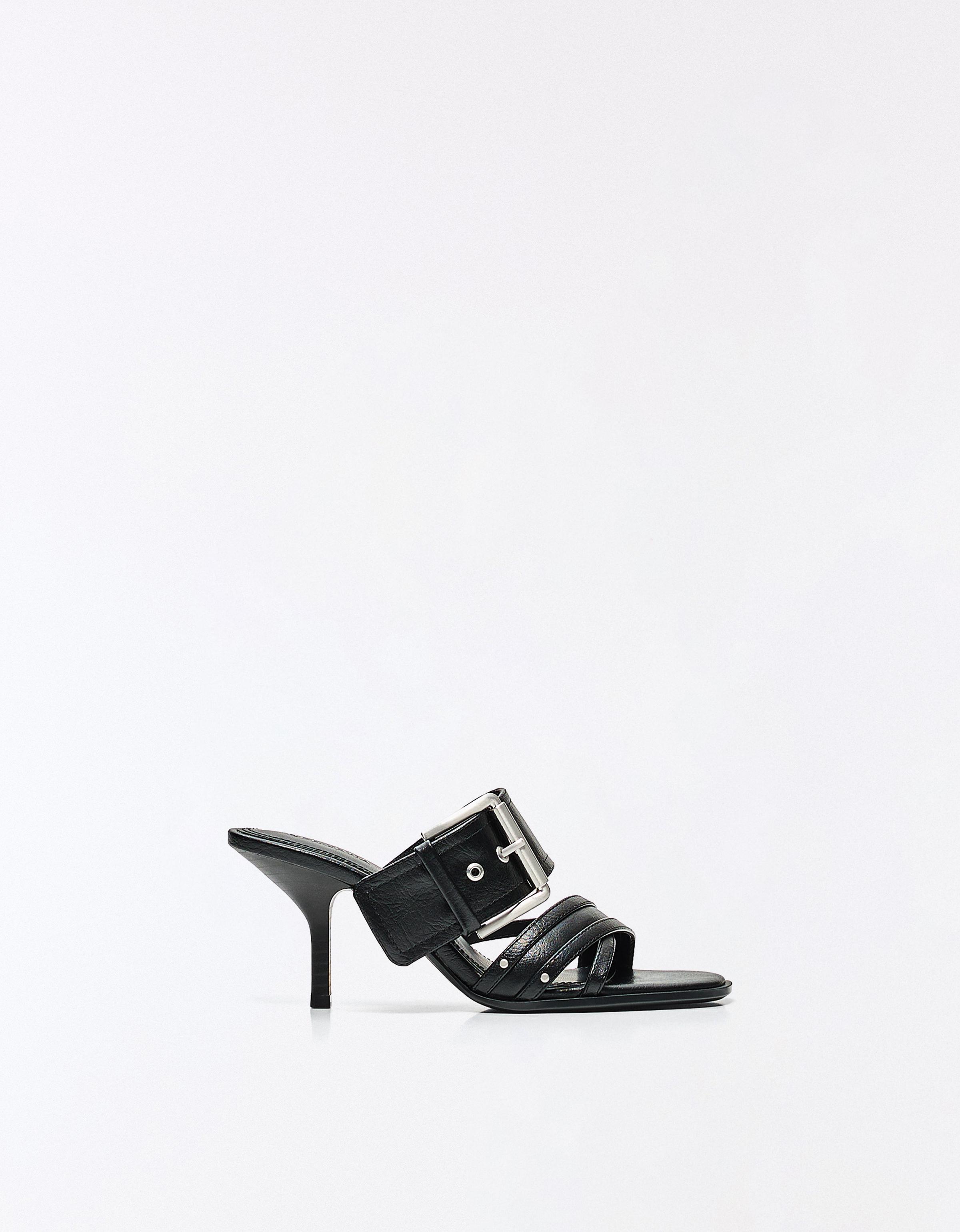 Buckled mule sandals — BLACK