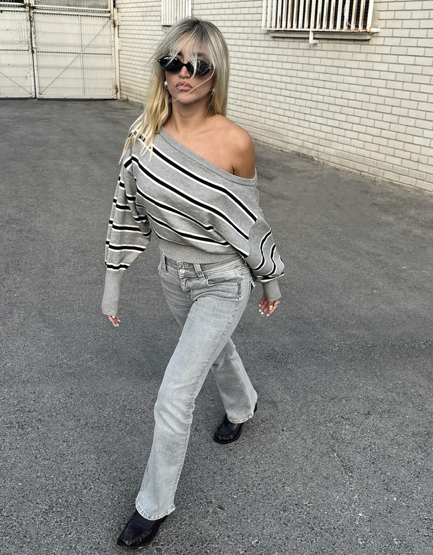 Bootcut Jeans mit Taschen-Grau