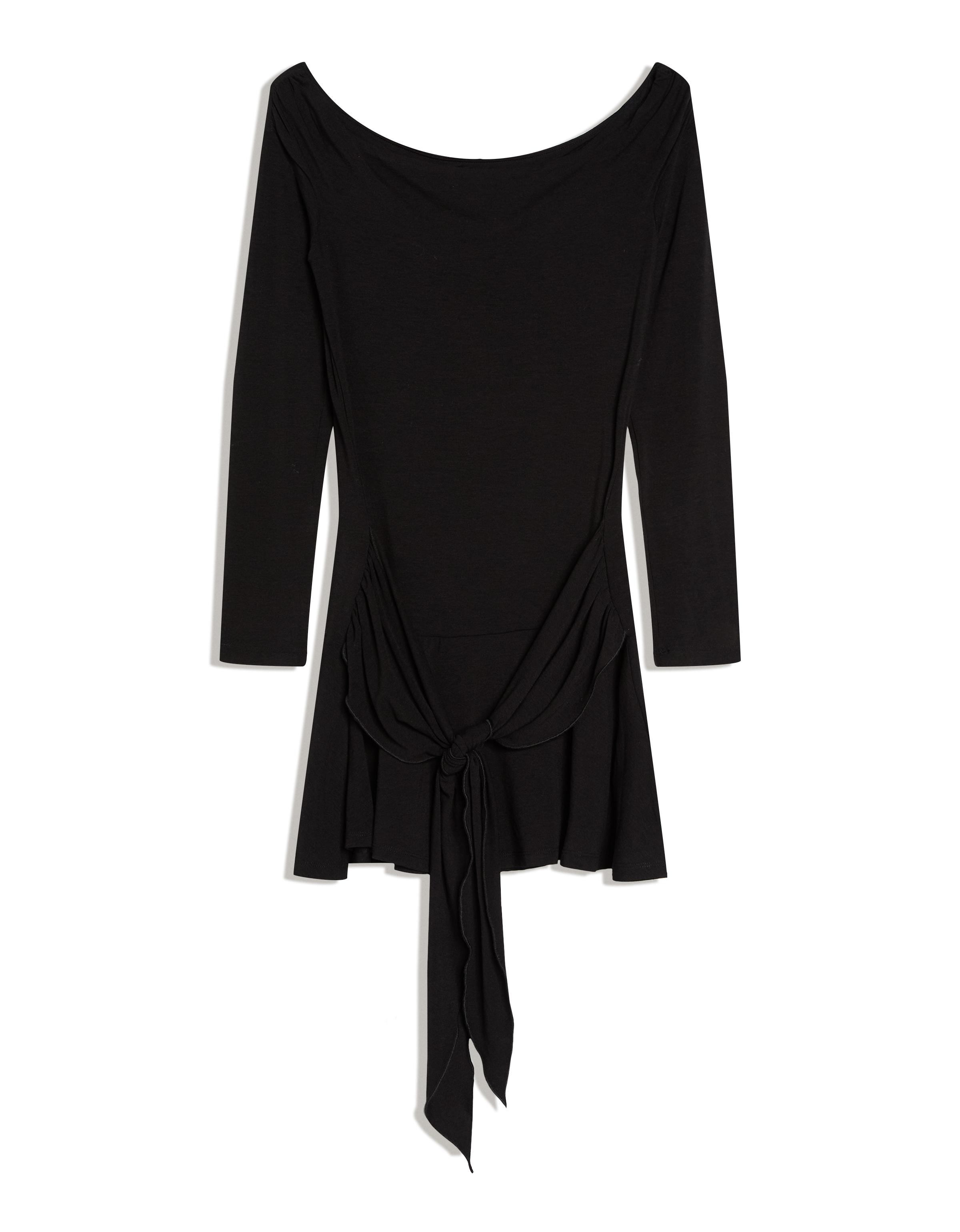 Asymmetric mini dress with ruffles and bow