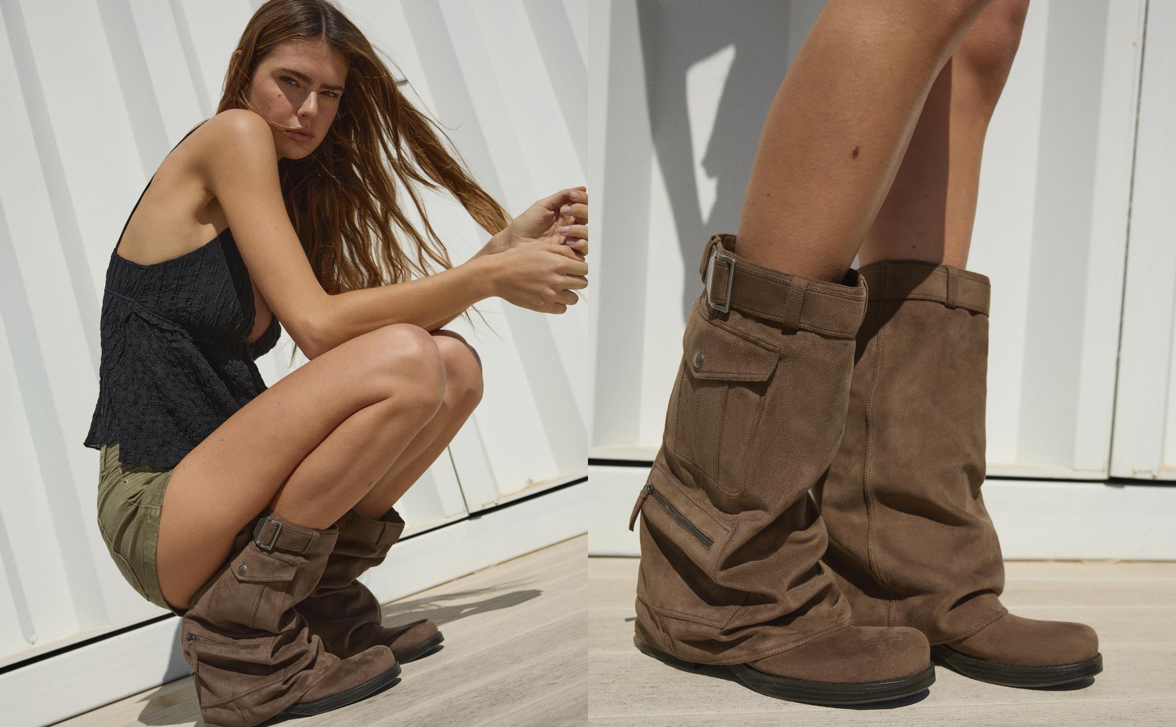 Flat boot with trouser pockets — Brown