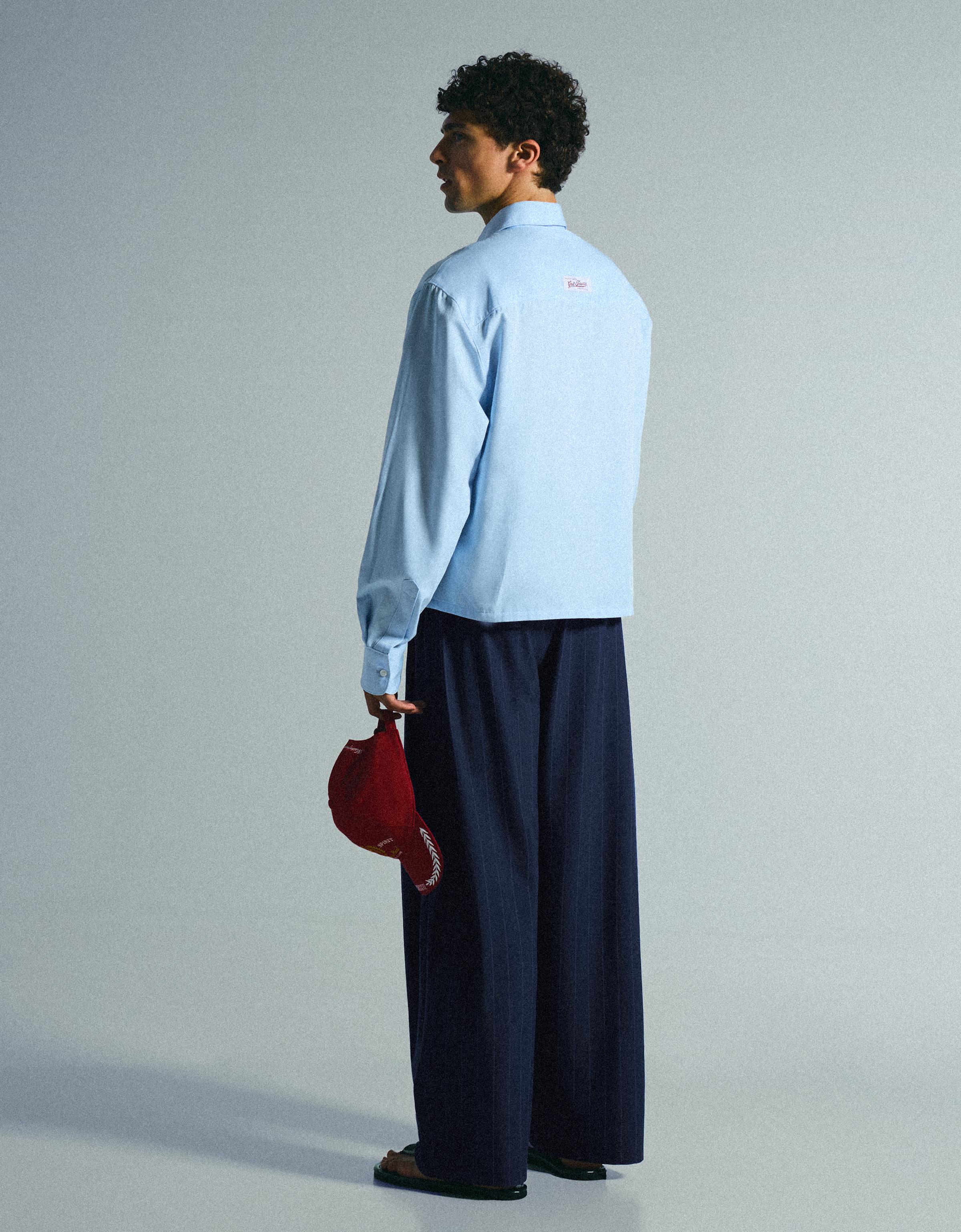 Super baggy pinstripe darted trousers — Navy