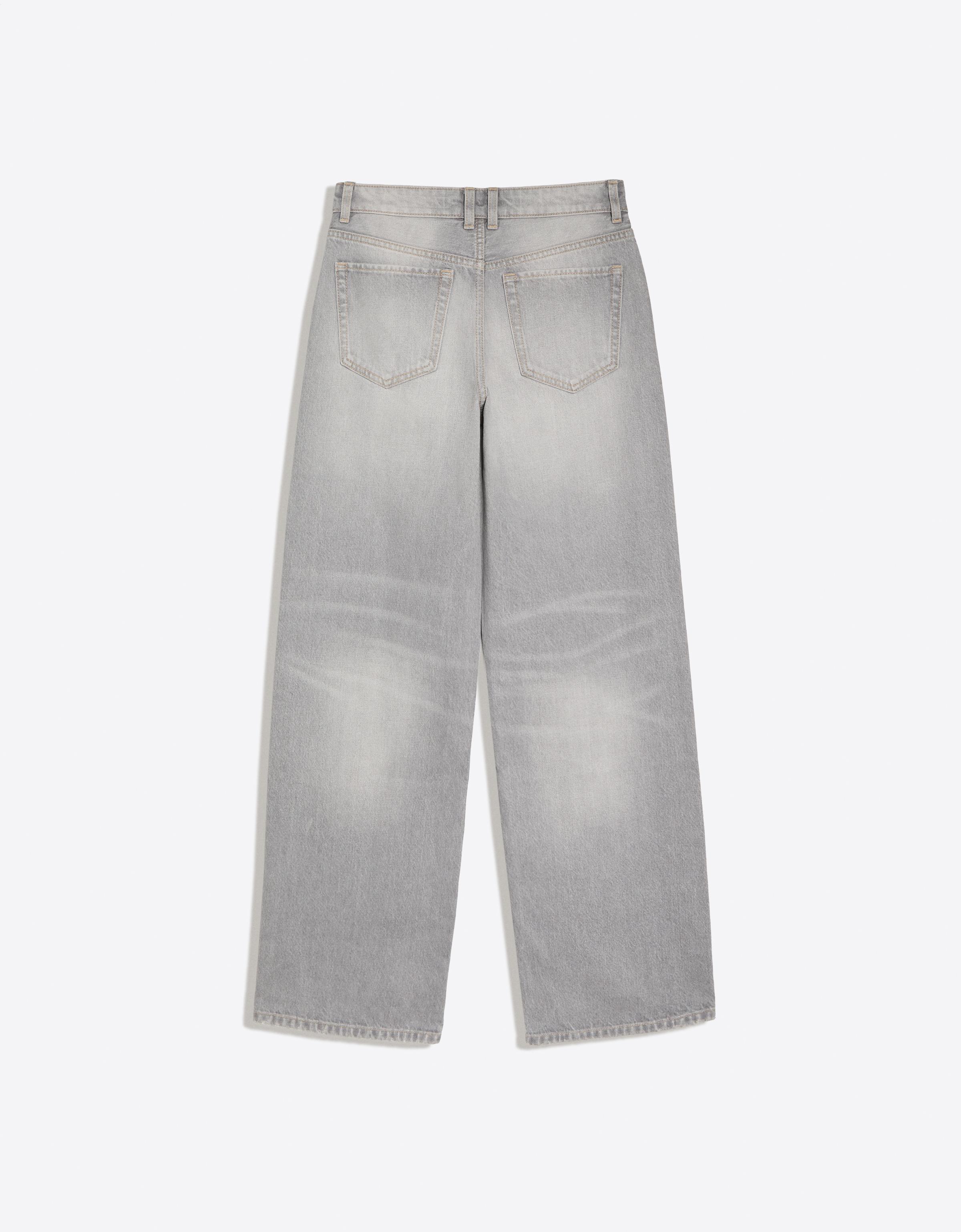 High-waist wide straight-leg jeans — Grey