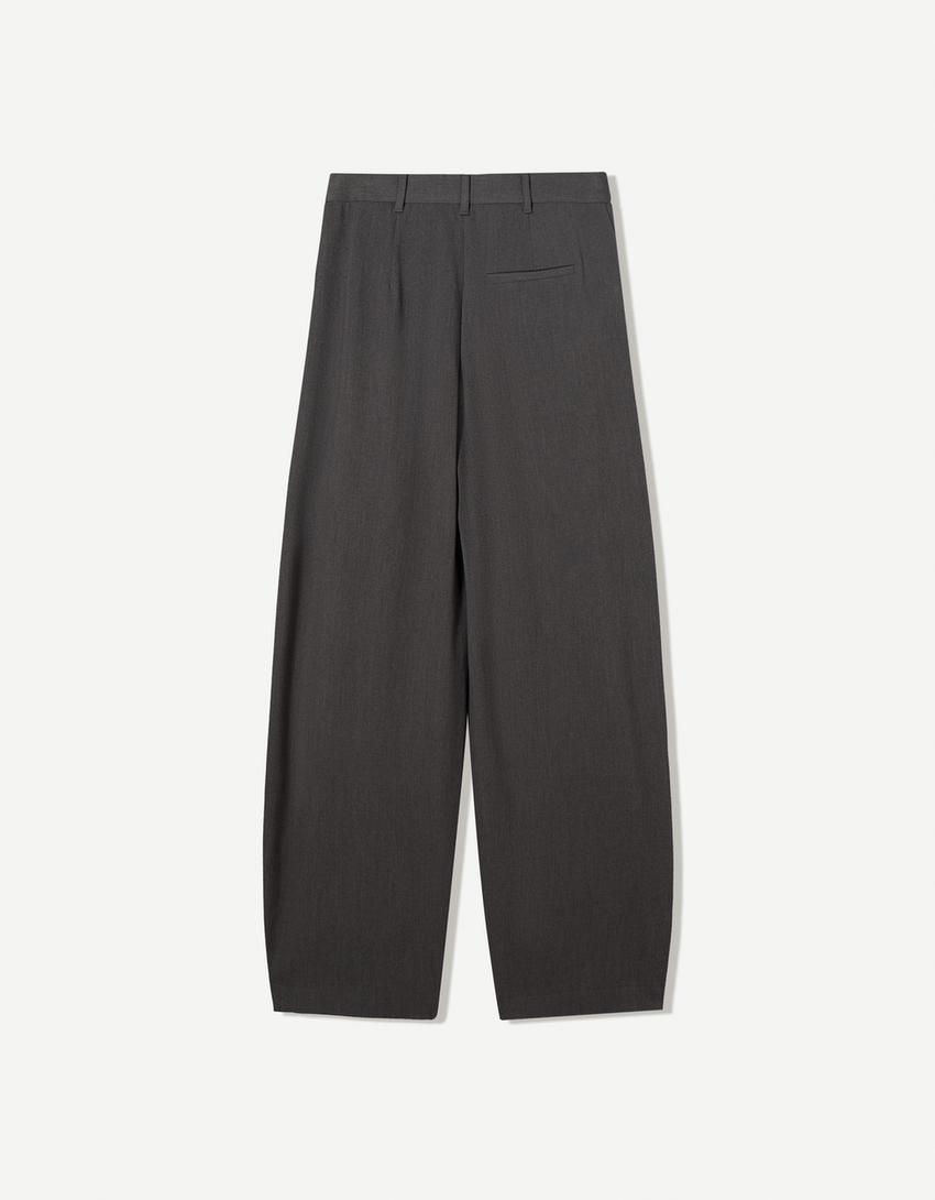 Kruvaze belli tailored fit pantolon-Koyu gri-5