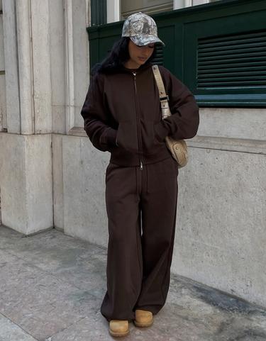 Plush barrel trousers with stoppers