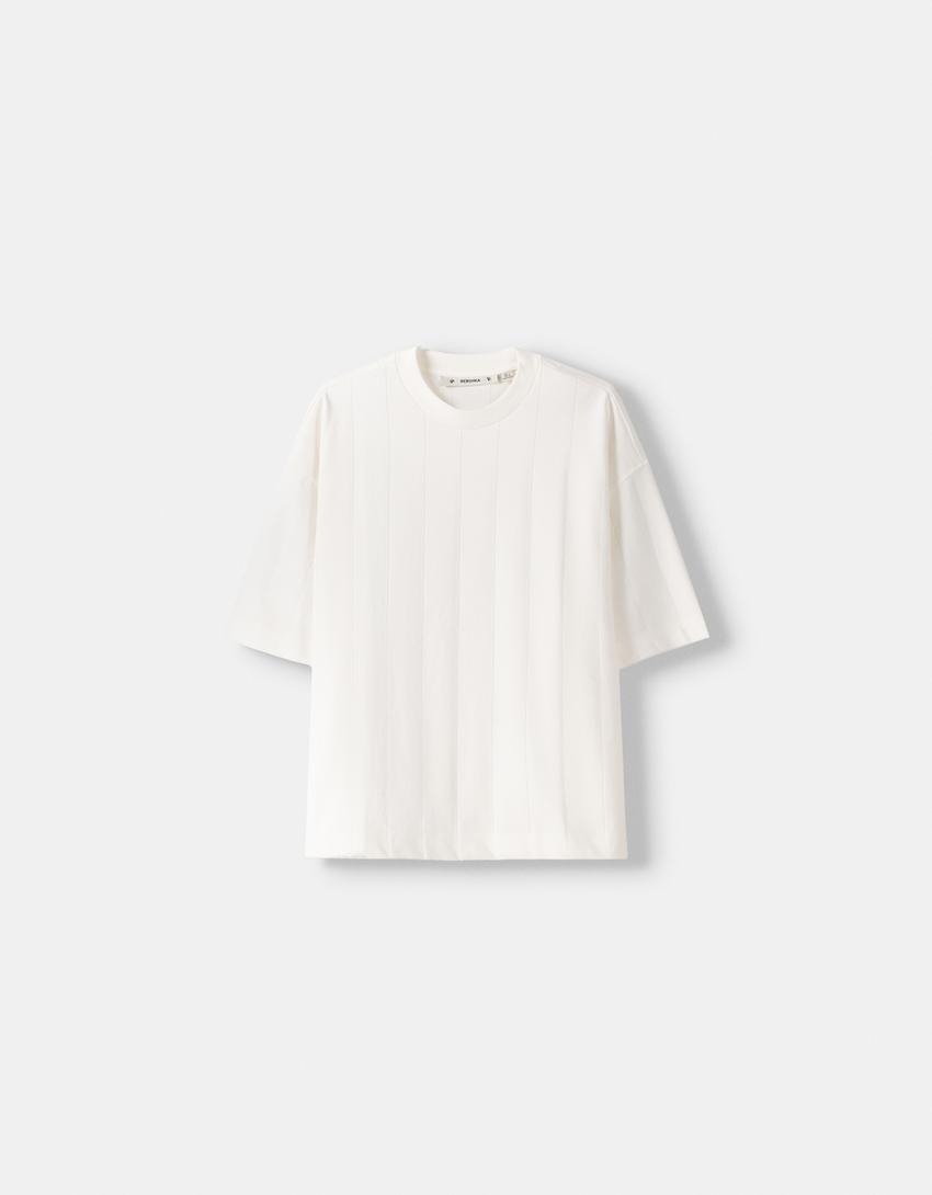 T-shirt manga curta canelada-Gelo-4