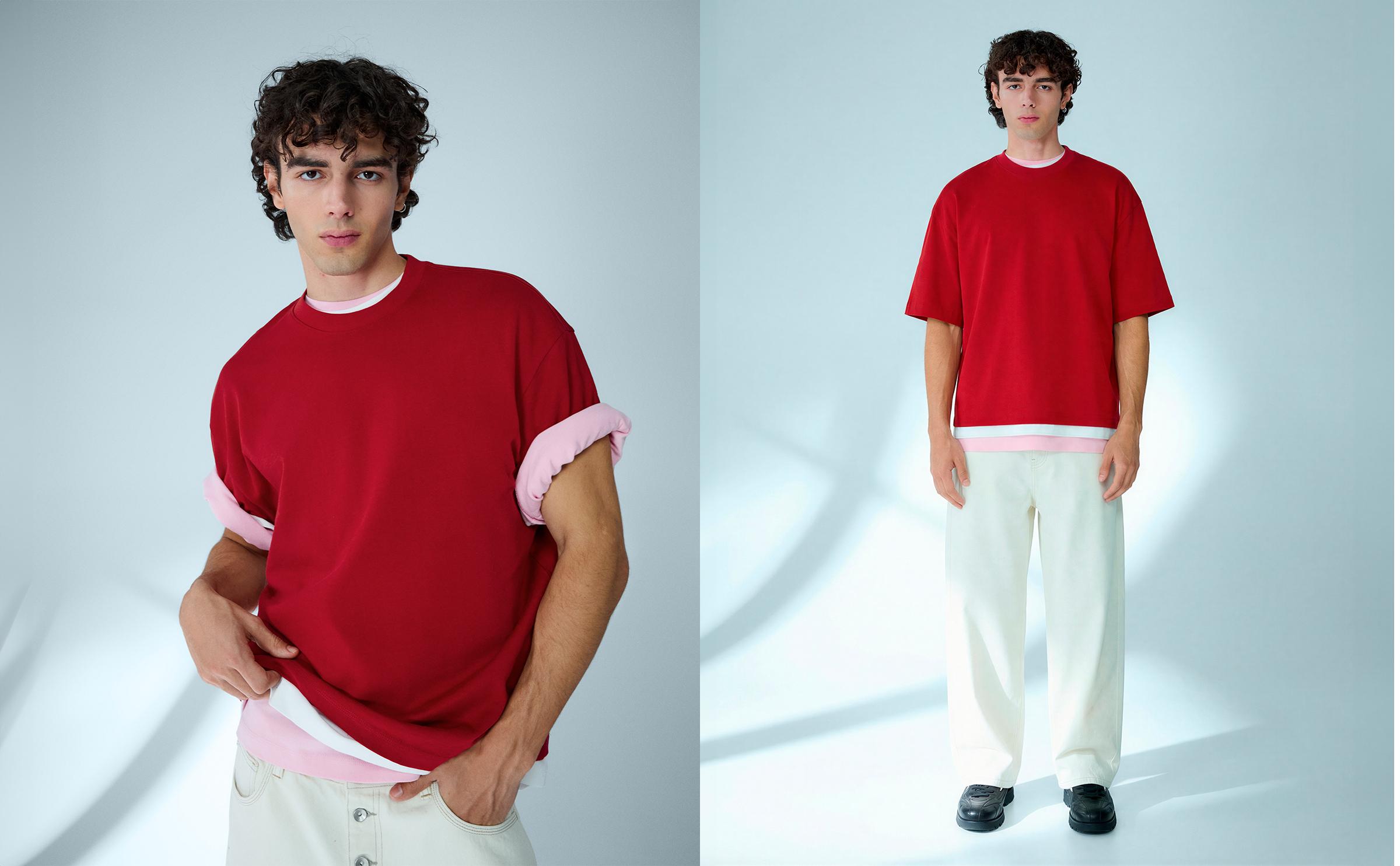 Kısa kollu boxy fit tişört - Görsel 116