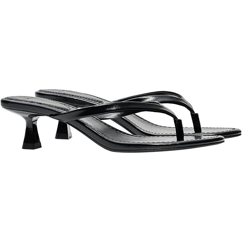 Heeled thong sandals — BLACK
