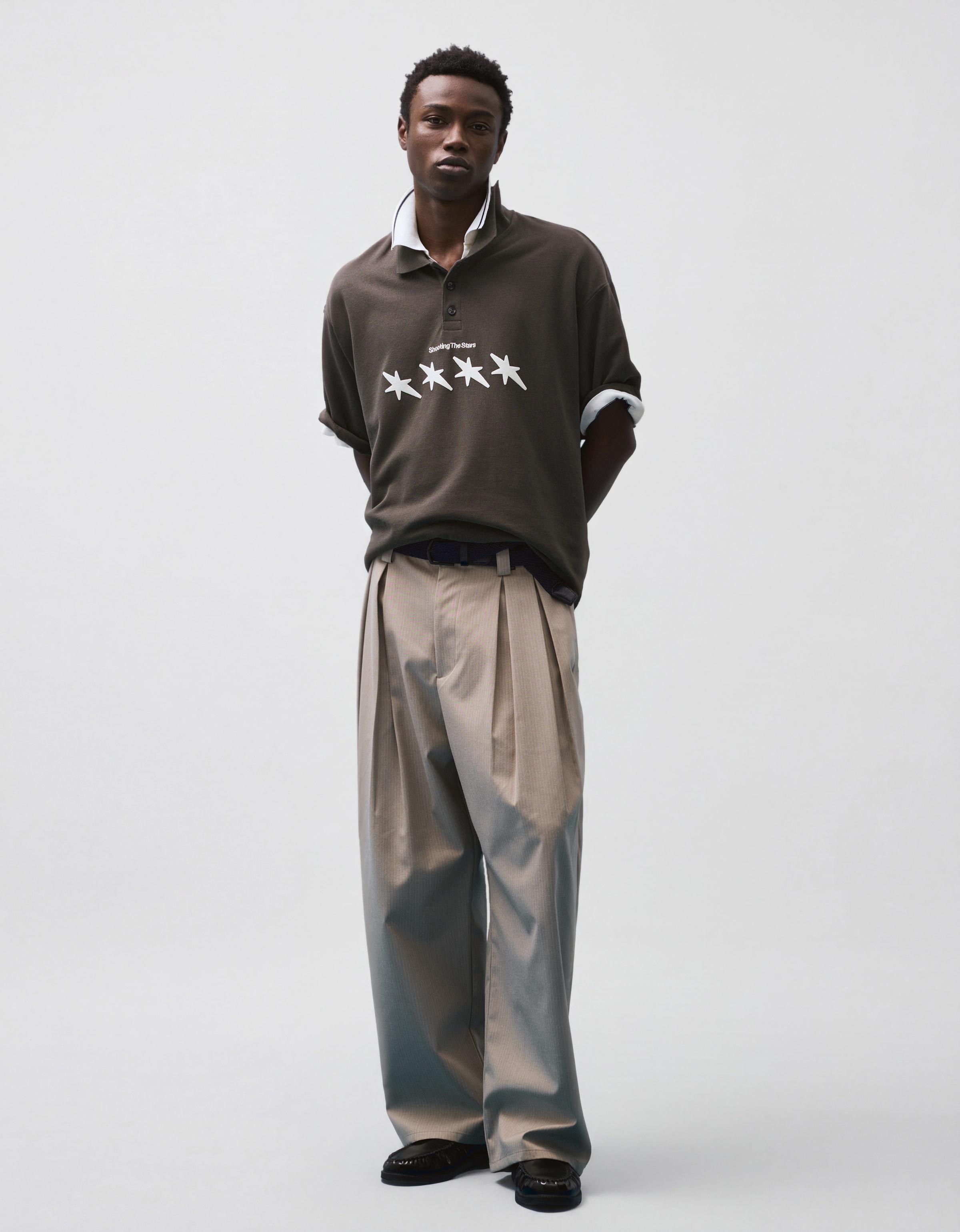 Baskılı boxy fit polo yaka t-shirt - Görsel 19