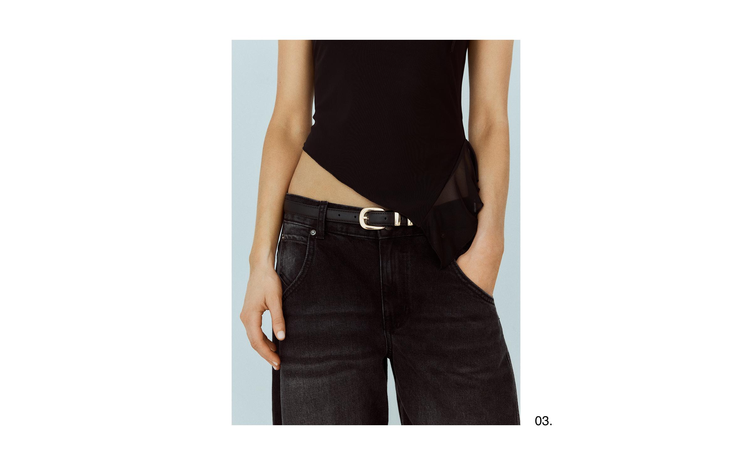 Thin belt with buckle — Black