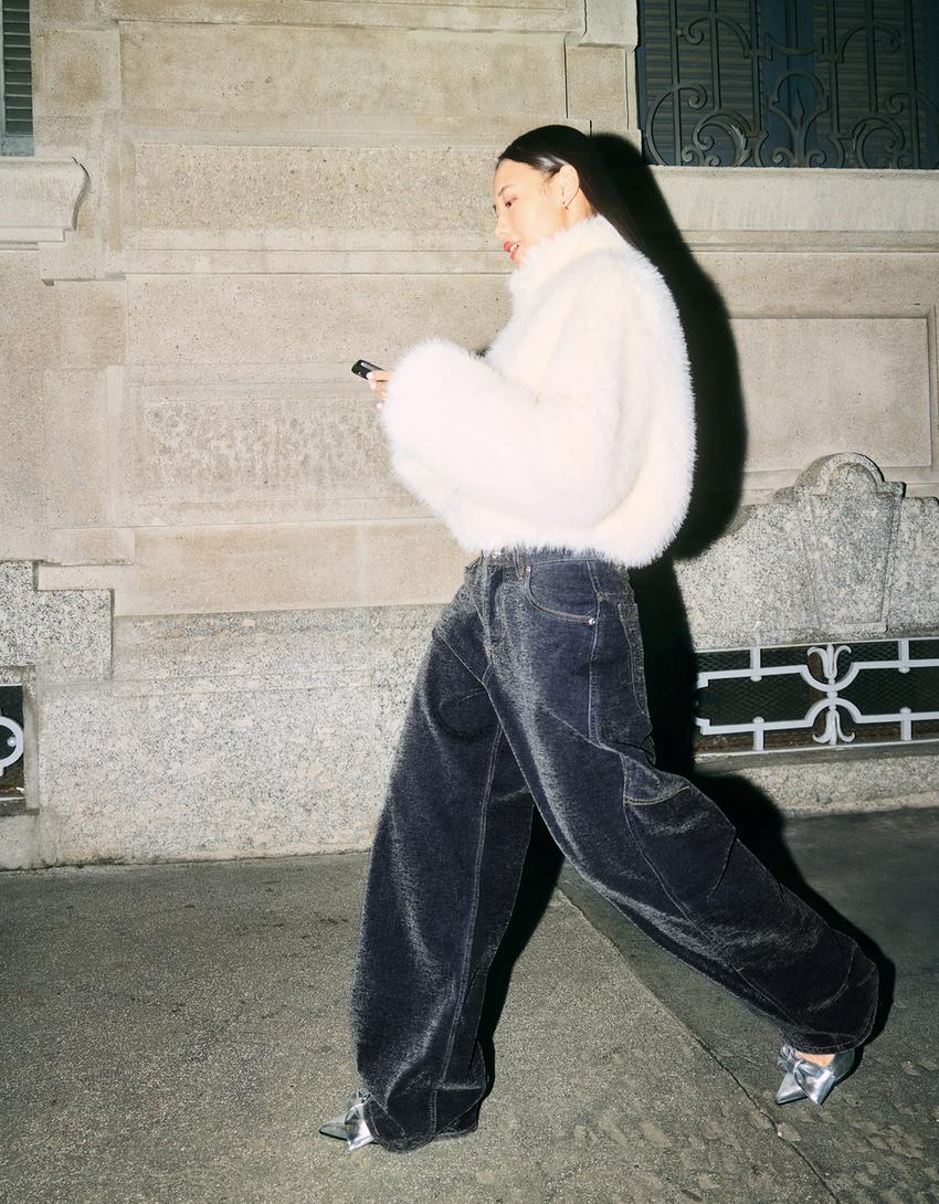 Barrel-leg trousers-Dark blue