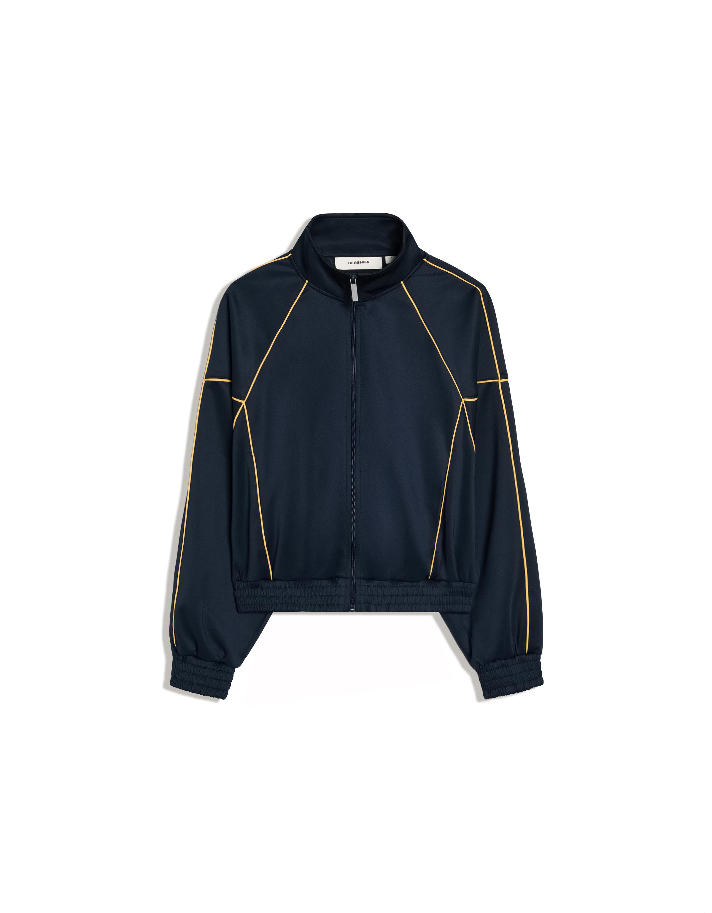 Contrast high neck jacket — Navy