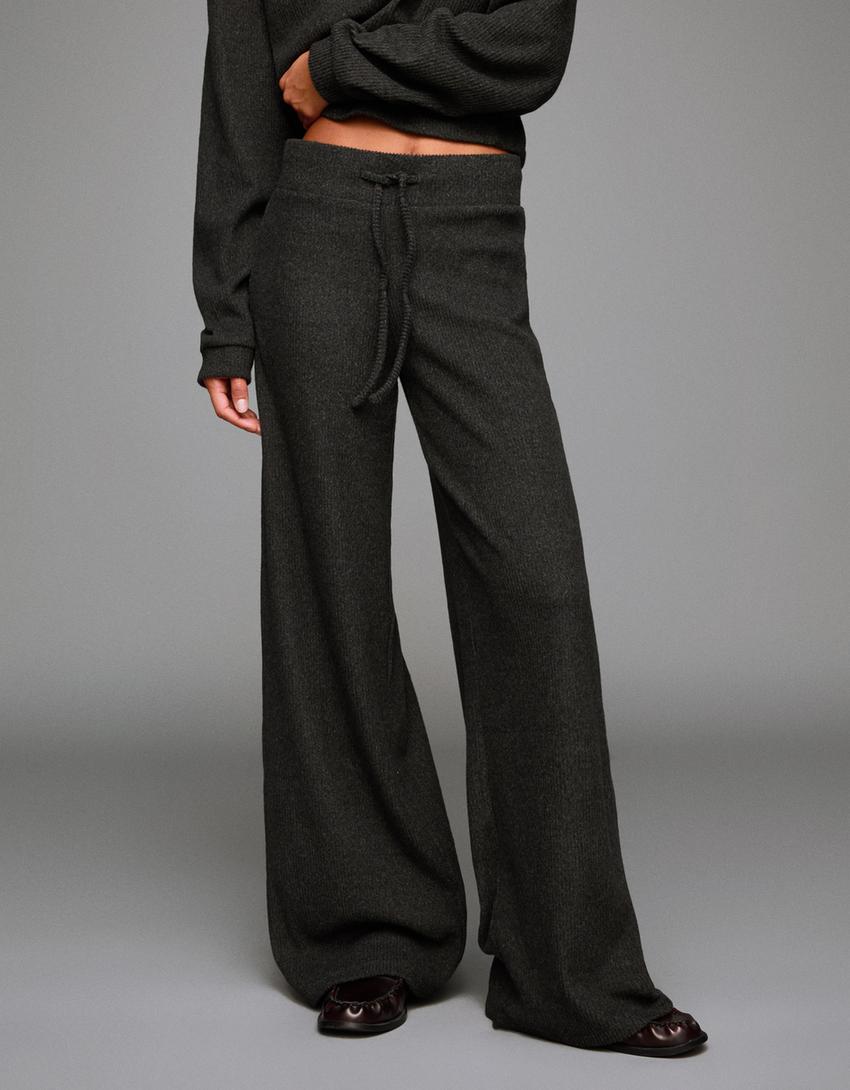 Set jersey y pantalón wide leg rib-Set jersey y pantalón wide leg rib