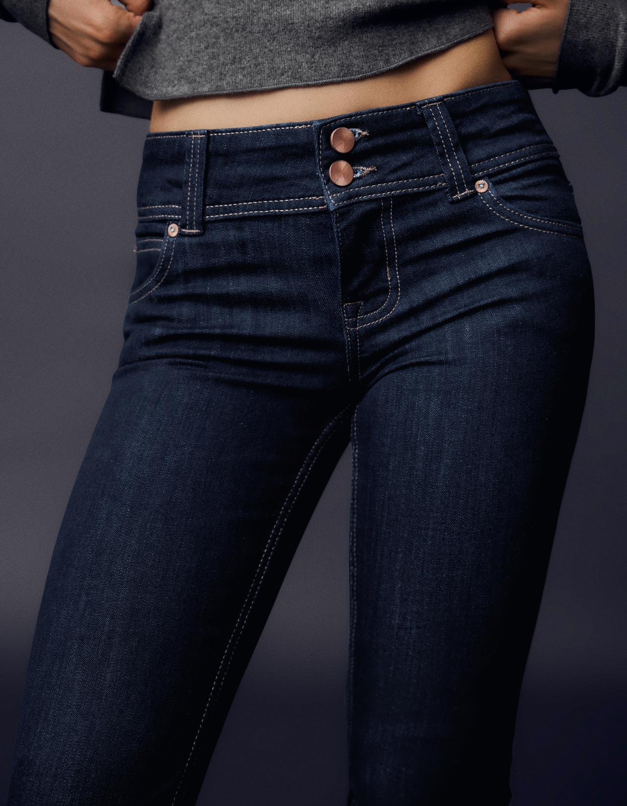 Boot-cut jeans with tabs — Navy