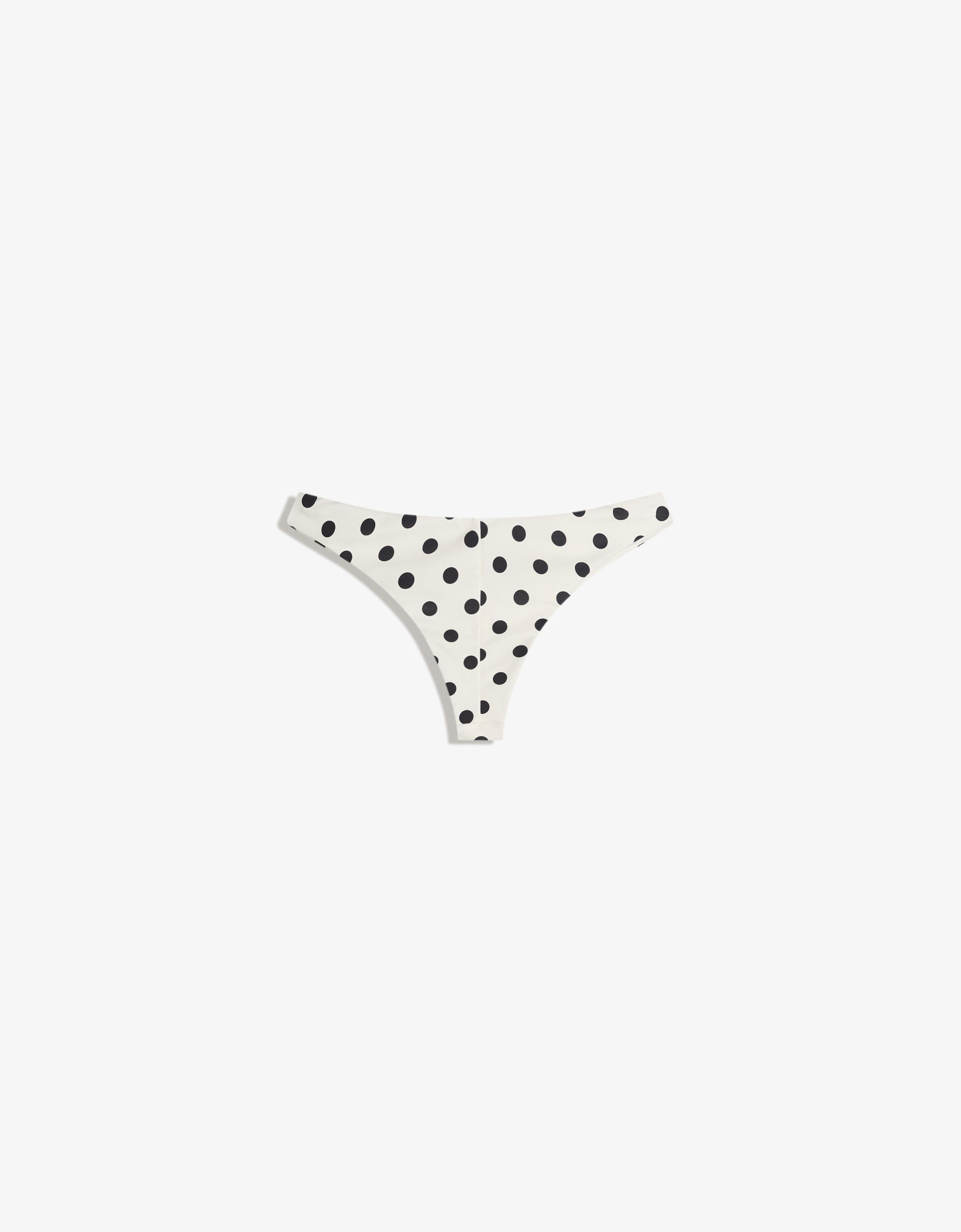 Polka dot bikini bottoms — Cream