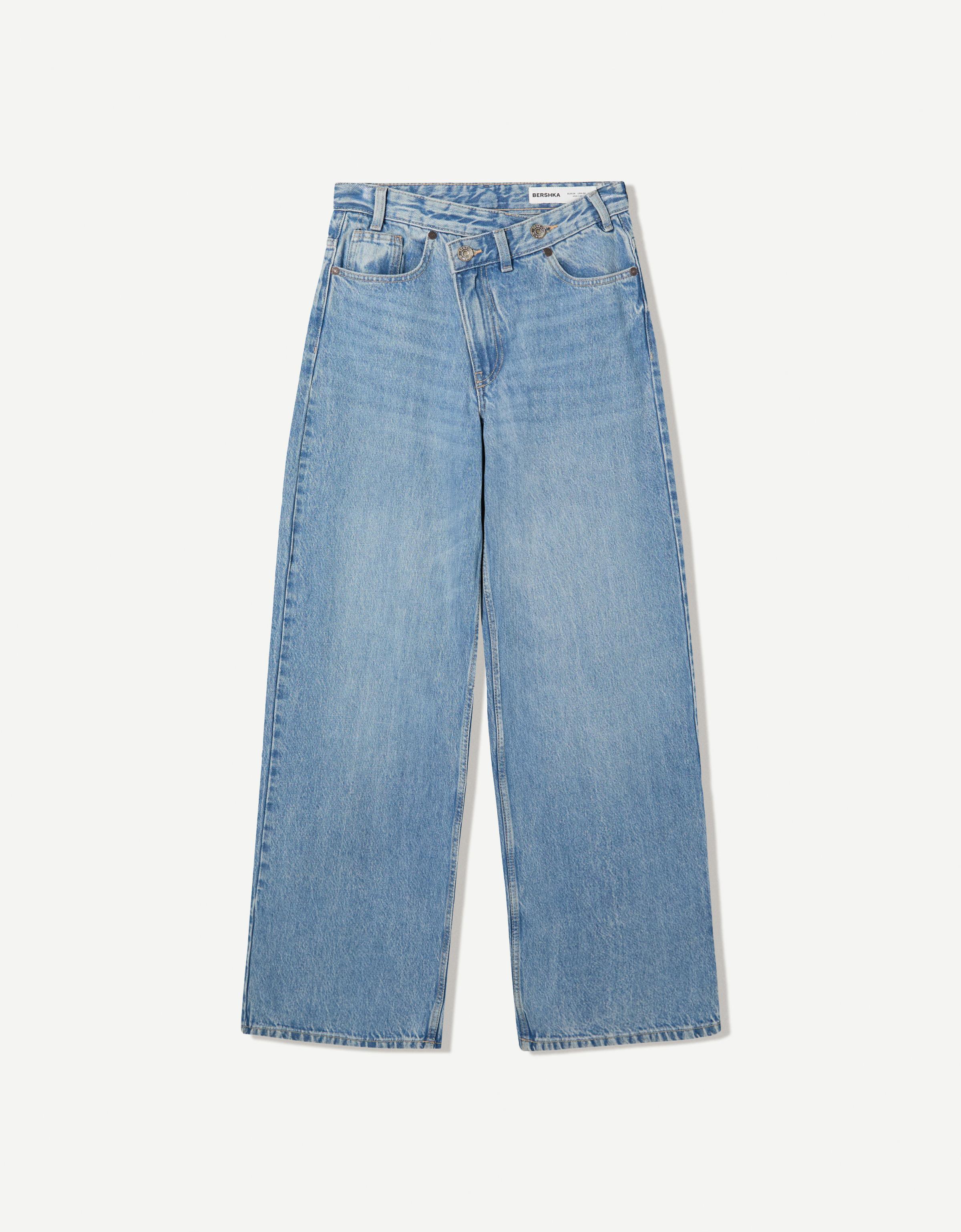 Bershka Çapraz belli wide leg jean görsel 5