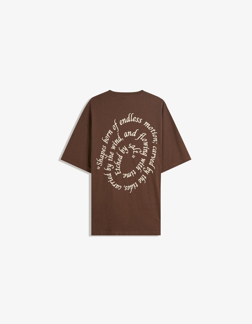 Camiseta manga corta print-Marrón-5