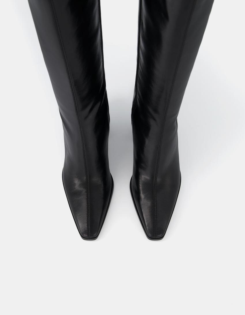 Block heel boots-BLACK