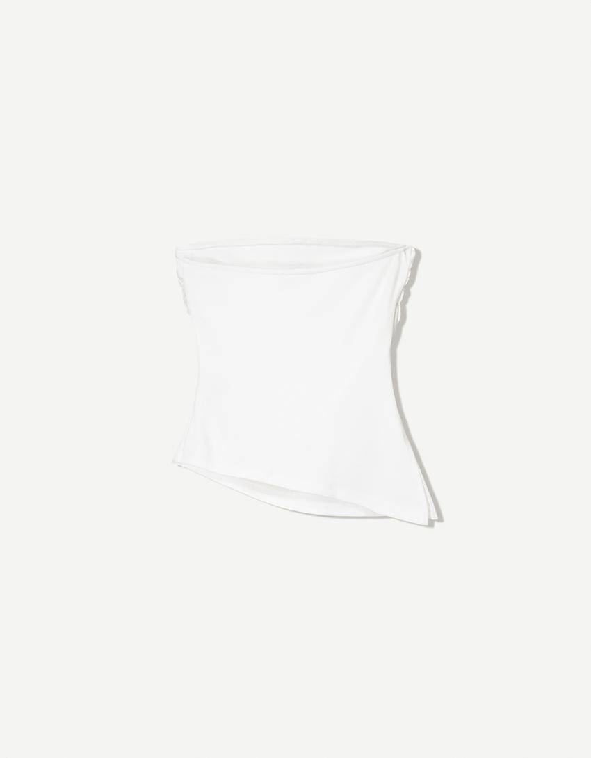Top bandeau froncé-Blanc cassé